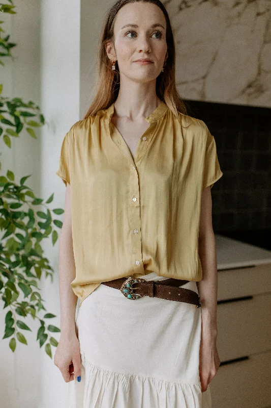 Reduced Price The Imala Short Sleeve Fluid Blouse - Yellow