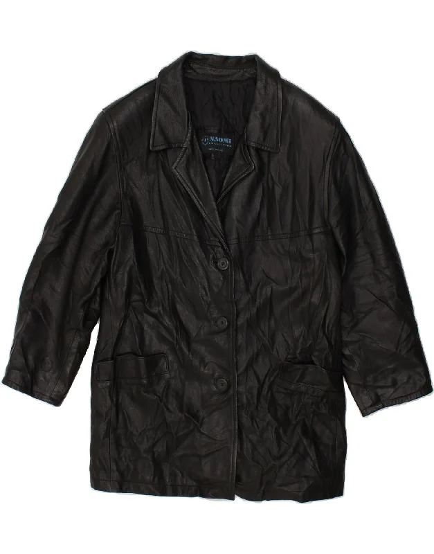Quick Deals NAOMI Womens Leather Jacket IT 52 2XL Black Leather