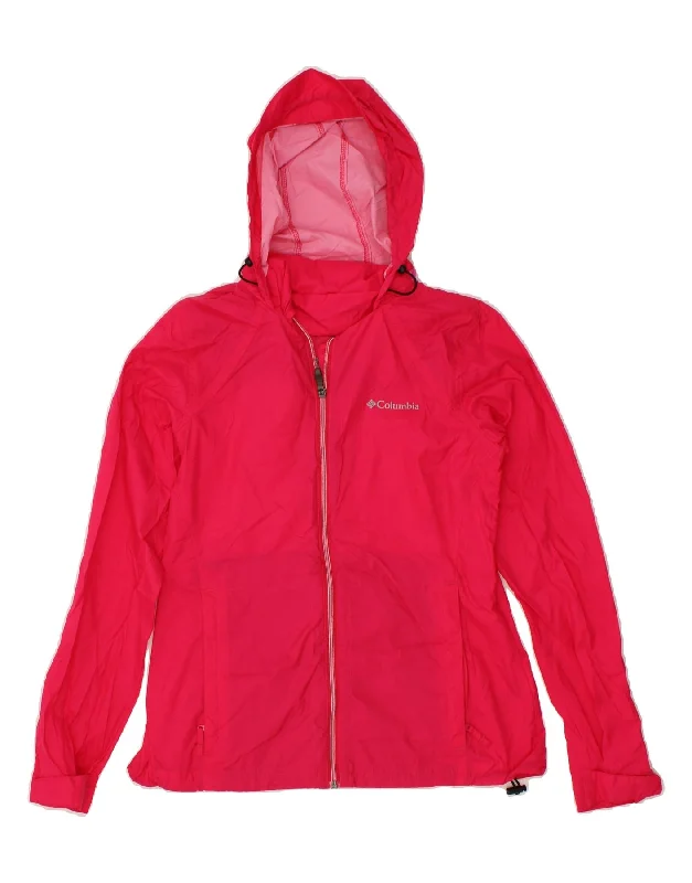 Weekend Discounts to Love COLUMBIA Womens Hooded Rain Jacket UK 10 Small Pink Nylon