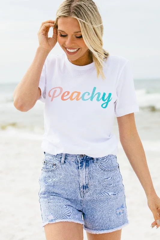 Weekend Discounts to Enjoy Peachy White Graphic Tee