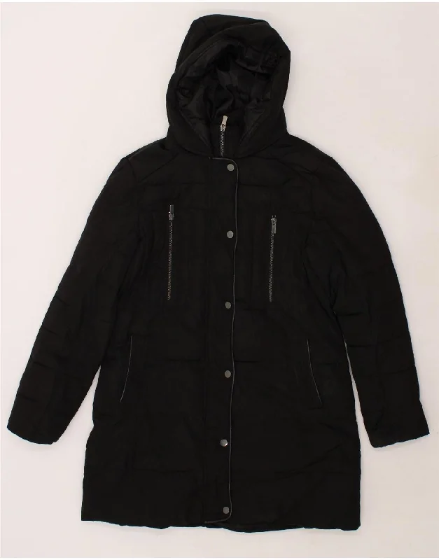 Special Buy OASIS Womens Hooded Padded Coat UK 14 Medium Black Polyester