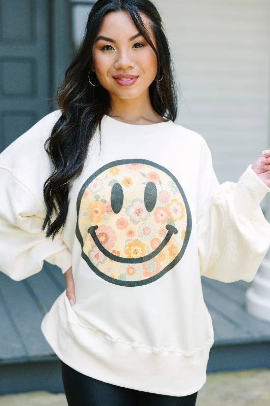 Weekend Specials Just for You Vintage Vibes Cream White Pullover