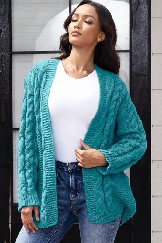 Early Access Open Front Cable-Knit Cardigan