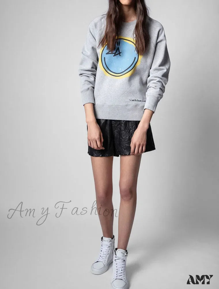 Weekend Deal Autumn Winter Long Sleeve Comfortable Cozy Happy Face Stylish Hoodies