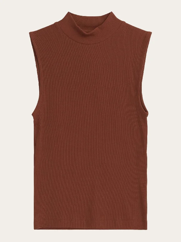 Buy Now High neck rib top - Tiramisu