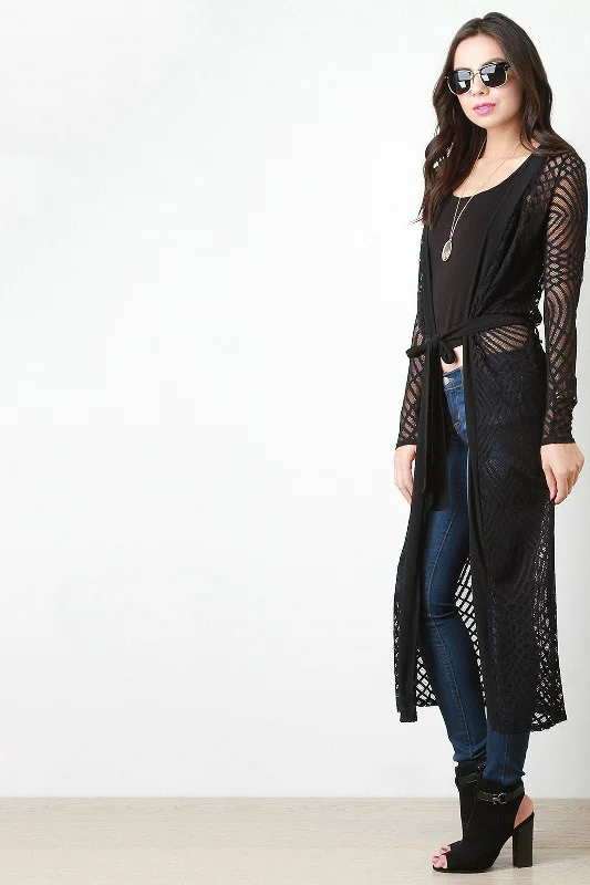 Savings Galore Semi-Sheer Mesh Webbed Cardigan