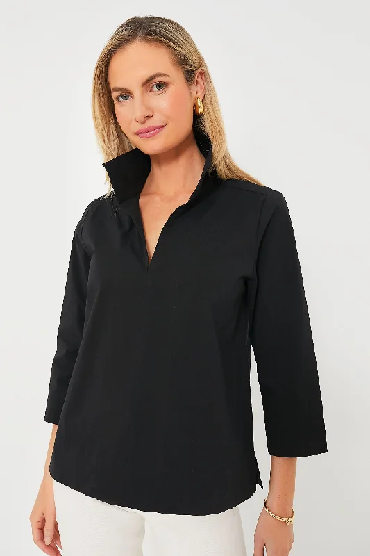 Extra Discounts Black Sullivan Stand Collar Blouse