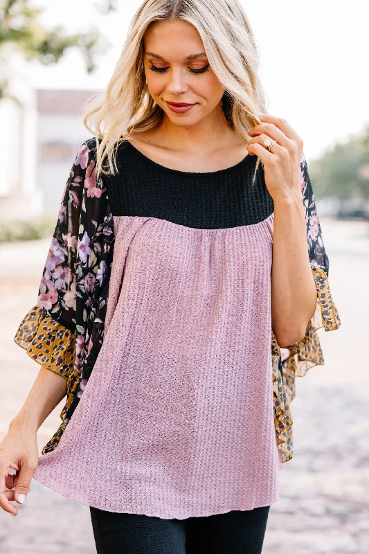 Price Blitz It's Your Day Black Mixed Print Top