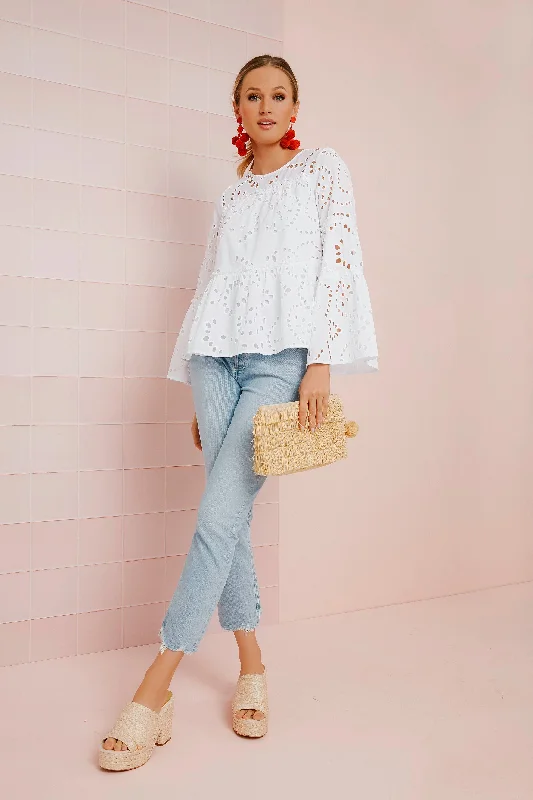Shop and Save White Eyelet Eloise Blouse