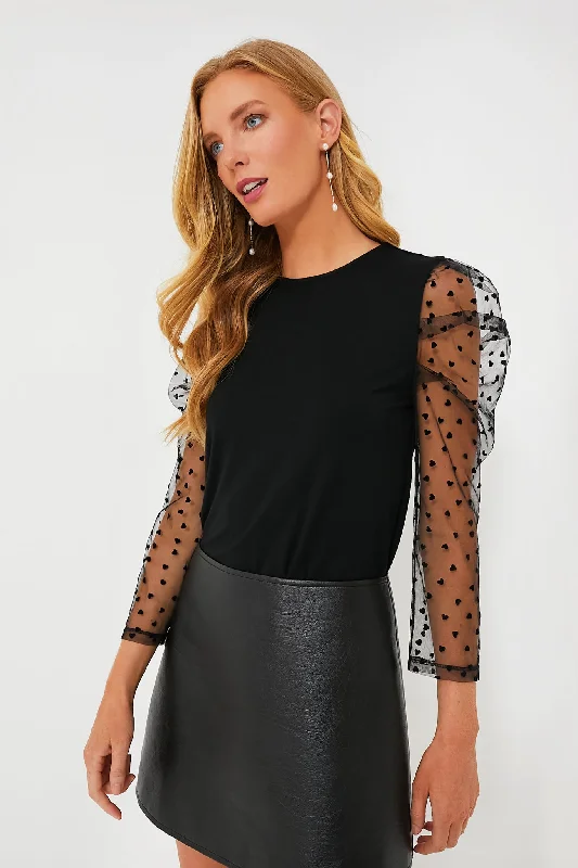 Midnight Madness Black Tulle Sleeve Darla Blouse