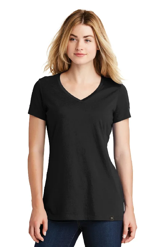 Markdowns New Era Womens Heritage Short Sleeve V-Neck T-Shirt - Black