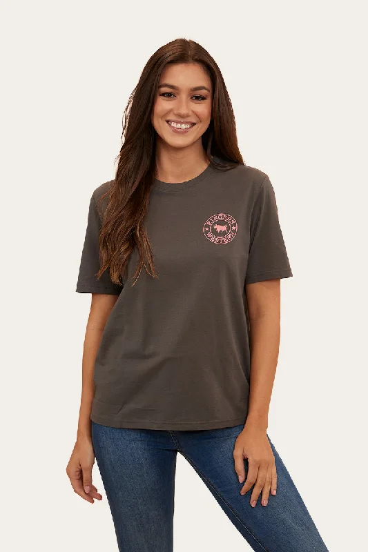 Weekend Discounts to Love Signature Bull Womens Loose Fit T-Shirt - Vintage Black/Strawberry