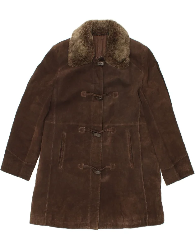 Price Reduction C&A Womens Leather Coat UK 16 Large Brown Leather