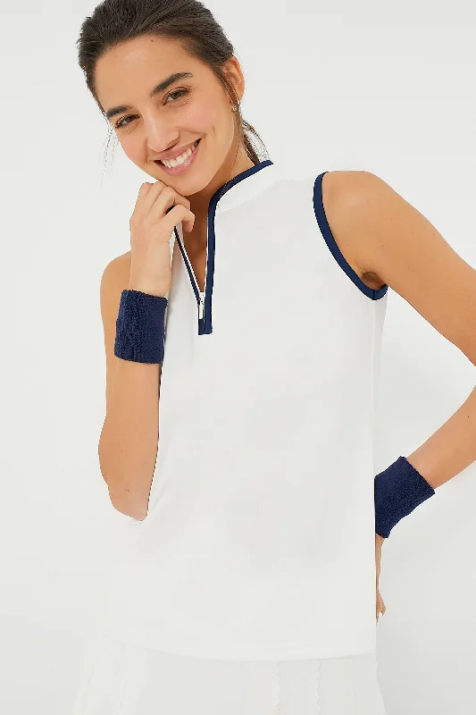 Big Savings White Sleeveless Connors Mock Neck