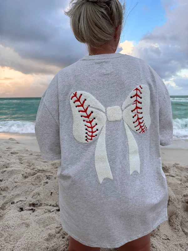 YEAR-End Sale Baseball Bows Embroider Tee