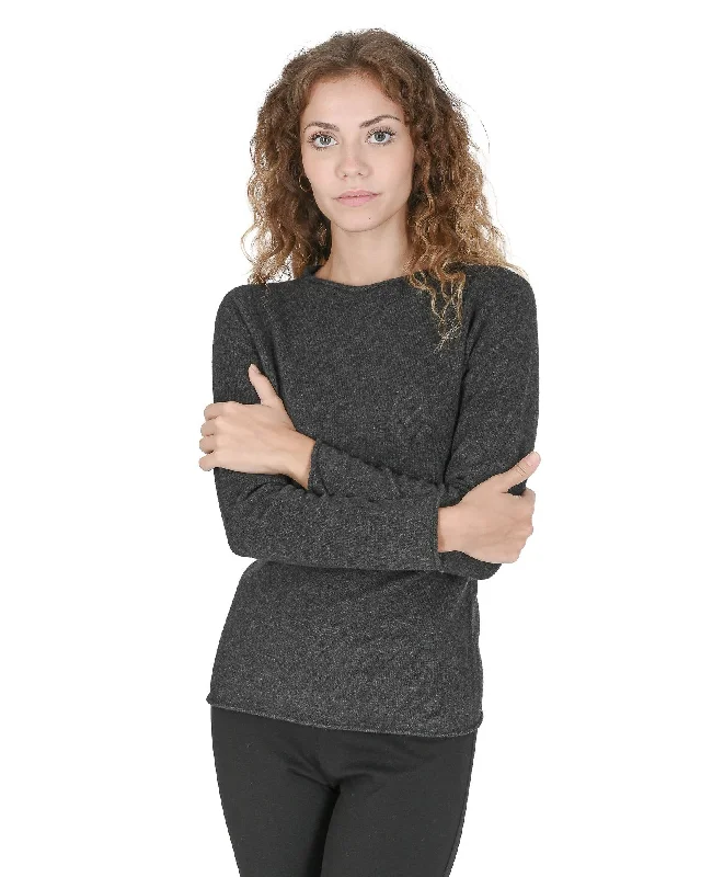 New Arrival Crown of Edinburgh Cashmere Women's Premium Cashmere Boatneck Sweater in Grigio Ferro - L
