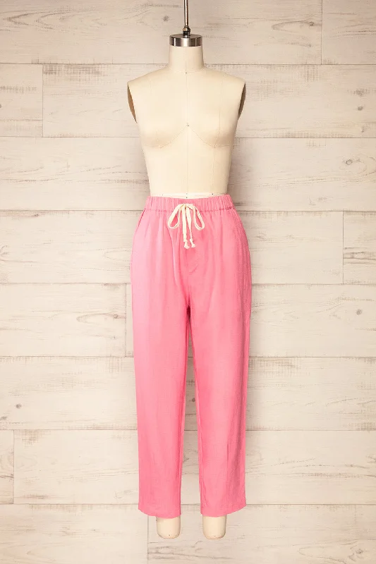 Price Fest Trincao Pink | Linen Pants with Drawstrings