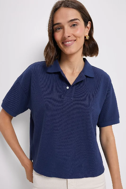 Amazing Deals Navy Pique Holmes Boyfriend Polo