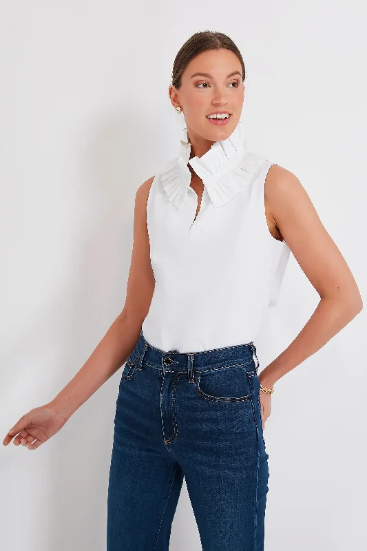 Steal Deal White Sleeveless Bouvier Blouse
