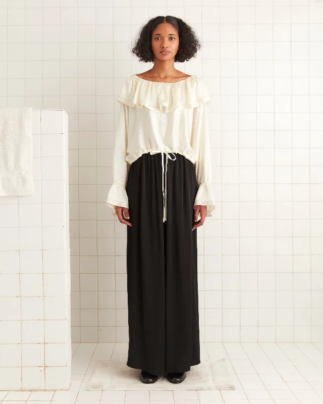 Act Now Satin Claret Blouse - White