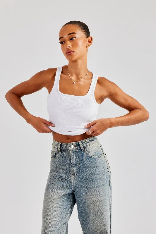 Epic Deals Cernucci Embroidered Vest Top - White