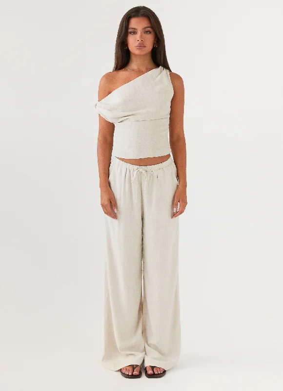 Early Bird Discount Fresh Face Linen Pants - Oatmeal