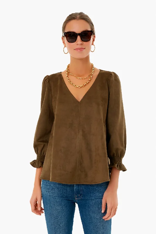 Mega Sale Olive Suede Easton Blouse