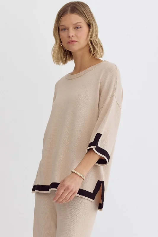 New Arrival Round Neck 3/4 Sleeve Top