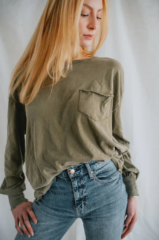 Weekend Deals That Sizzle The Fade Into You Long Sleeve Tee by Free People - Military Olive