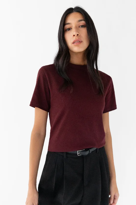 Exclusive Weekend Offers Inside BURGUNDY SHORT SLEEVE TOP