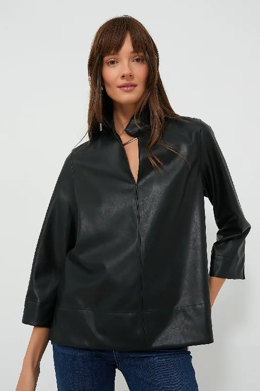 Mega Sale Black Leather Margot Top