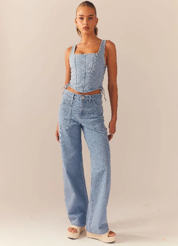 Crazy Deal Backstage Pass Denim Lowrise Pants - Subdued Blue