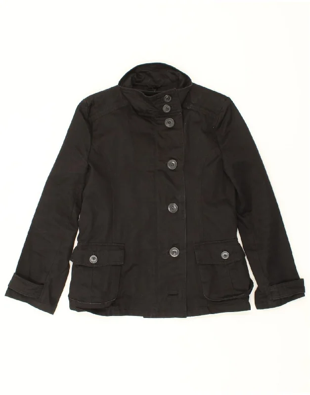 Stock Clearance MASSIMO DUTTI Womens Pea Coat UK 142Medium Black Polyester