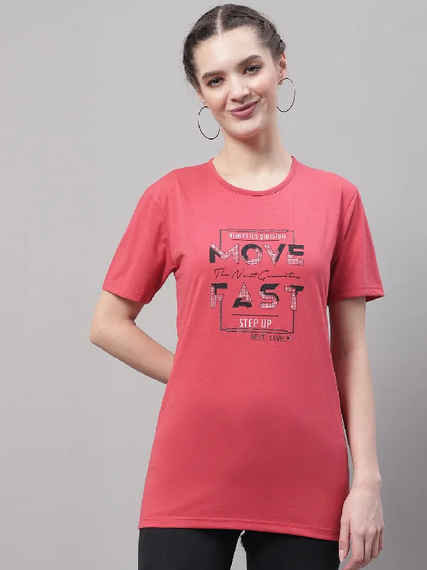 Deal Explosion Vimal Jonney Round Neck Cotton Printed Pink T-Shirt for Women