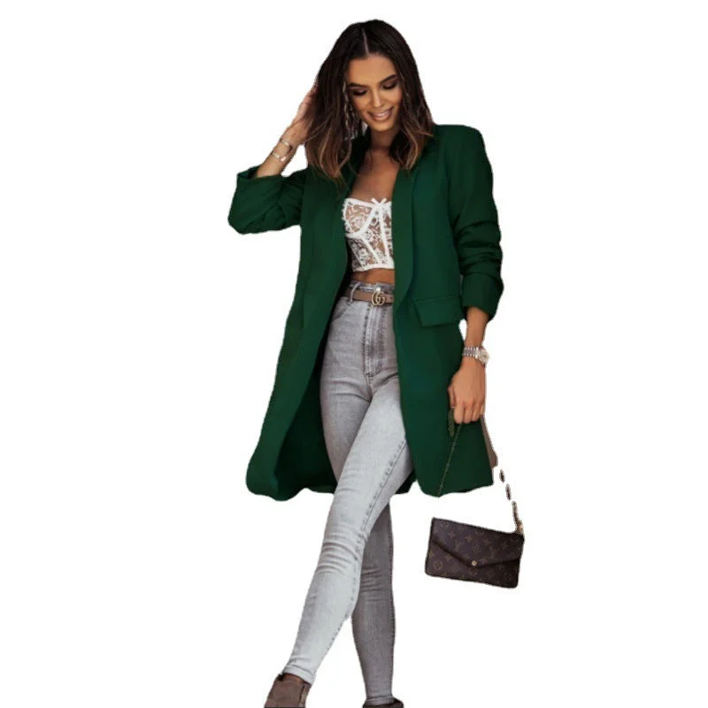 Overstock Sale Women's Fashion Long Sleeved Suit Coat Windbreaker