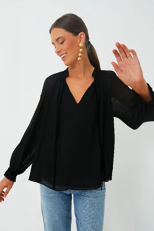 Blowout Deals Black Allison Tie Blouse