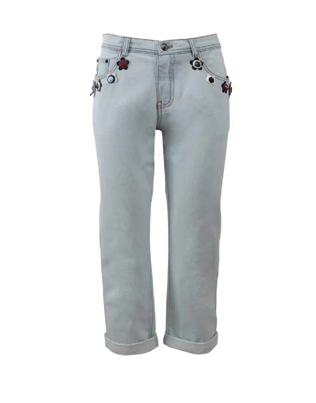 Take Advantage Flower Boyfriend Jean