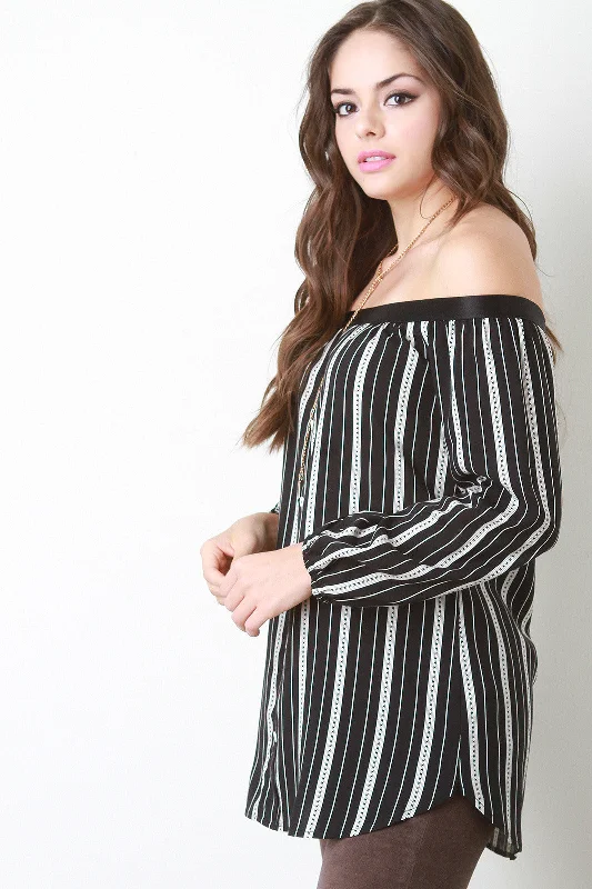 Price Smash Stripped Woven Off the Shoulder Top