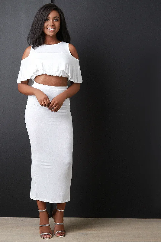 Stock Up Open Shoulder Tiered Crop Top