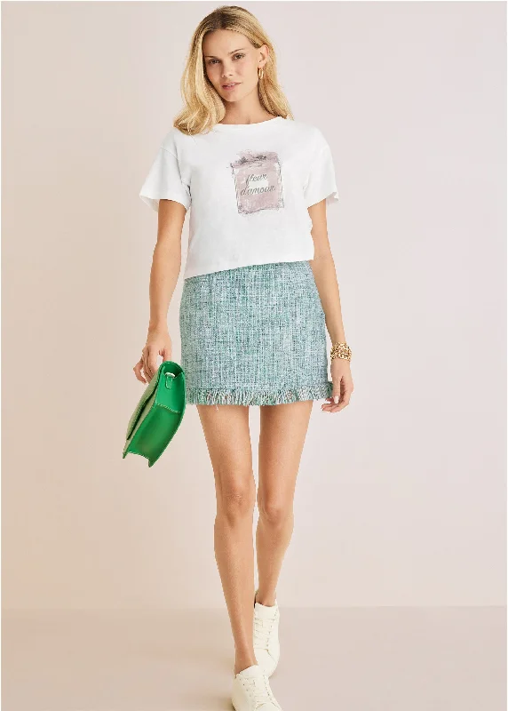 Incredible Offers Terrace Tweed Mini Skirt - Blue Multi