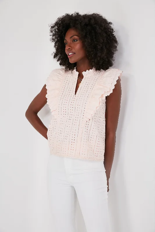 Early Bird Light Pink Eyelet Balliet Blouse