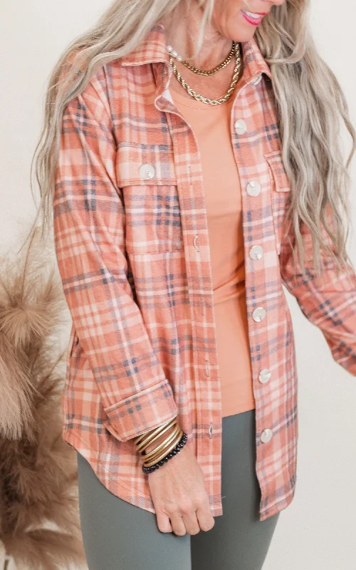 Buy Now Forever Favorite Plaid Shacket in Rust Cream Navy #3 | Salty Wave  *