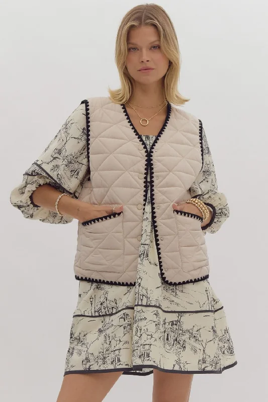 Big Discounts Quilted Snap Button Up Vest