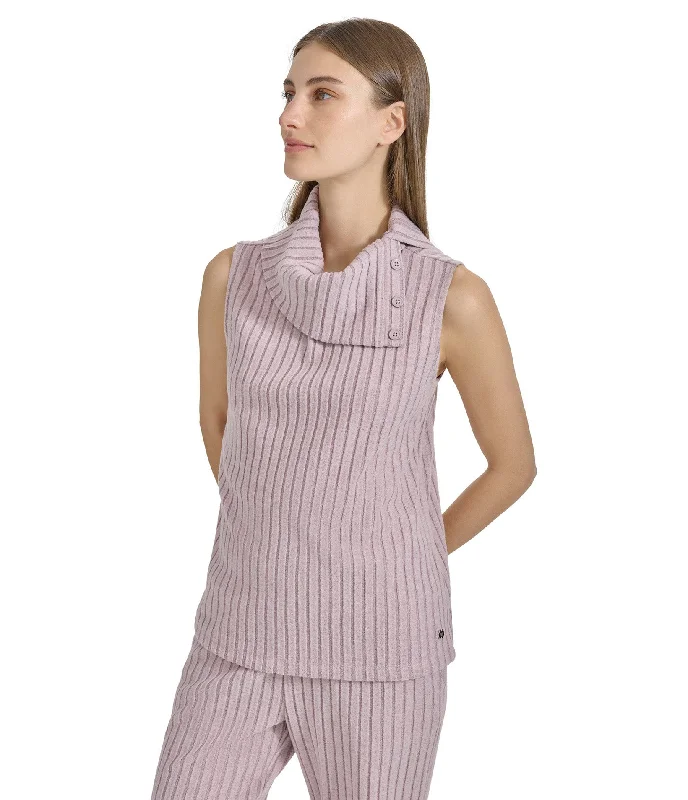 Final Sale Heather Ribbed Sleeveless Turtleneck Top