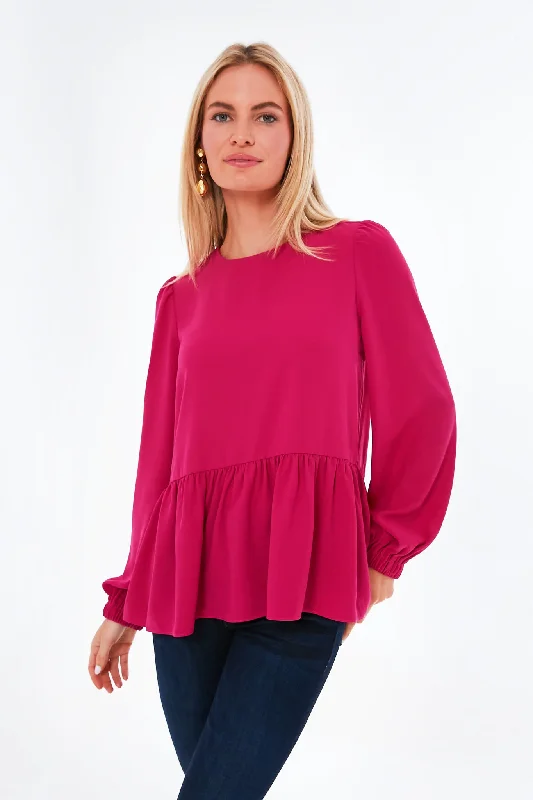 Warehouse Sale Fuchsia Carlota Peplum Blouse