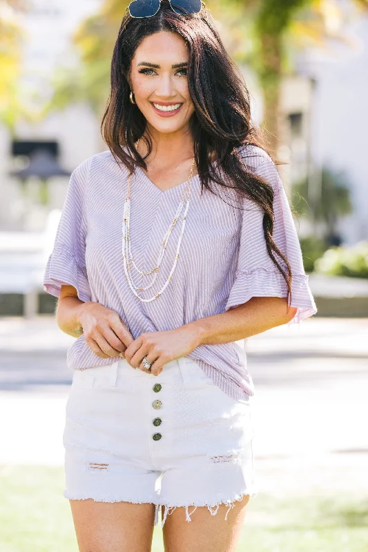 Referral Discount In High Regards Lavender Purple Striped Top