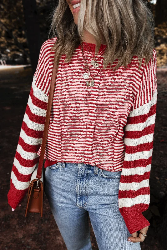 New Deal Emily Stripe Textured Sweater