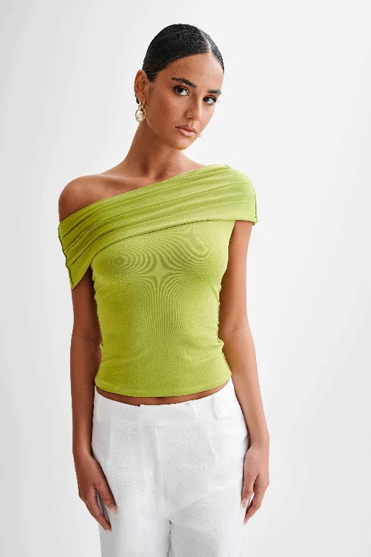 Steals and Deals Cassandra Off Shoulder Slinky Top - Apple