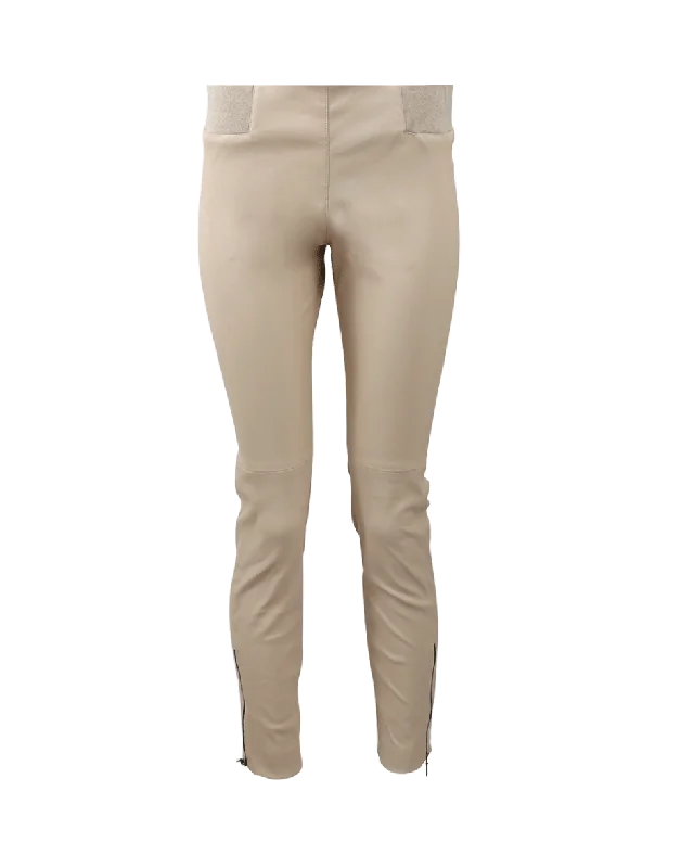 Great Bargain Rib Waistband Leather Pants