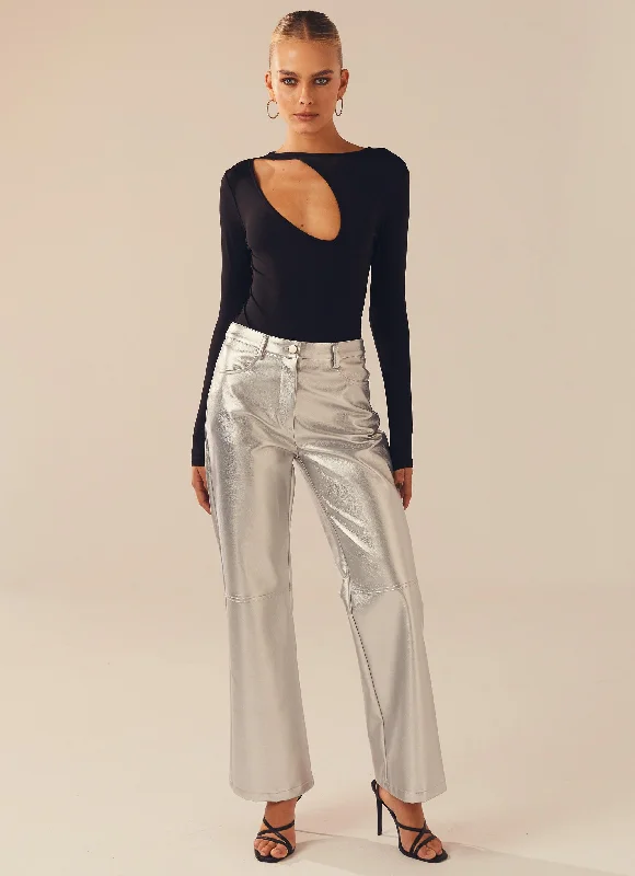 Lowest Rates Moonlight Memories Pants - Silver PU